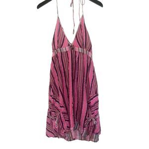 Women's Handmade Fair Trade Halter Boho Sundress Striped Summer Hippie Dress